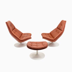 Lounge Chairs and Footstool by Geoffrey Harcourt for Artifort, 1970s, Set of 3