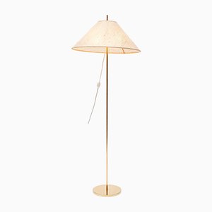 Brass Floor Lamp with Original Shade, 1960