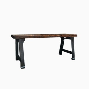 Antique Victorian English Foundry Table in Pine & Iron