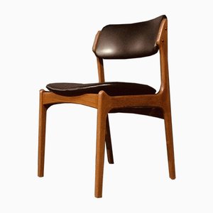 Danish Teak Model 49 Chair in Black Vinyl by Erik Buch