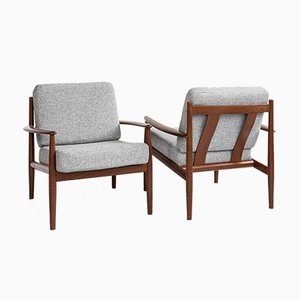 Midcentury Danish pair of easy chairs in teak by Grete Jalk for France & Søn 1960s