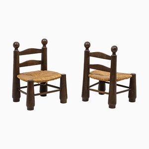 Chaises en Paille, 1940s, Set de 2