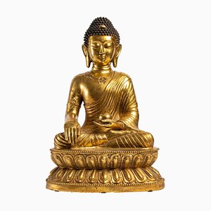 Large Seated Buddha on Stylized Lotus Base