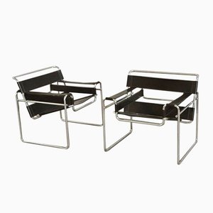 Fauteuils, Modèle B3 Wassily, par Marcel Breuer Gavina, 1970s, Set de 2