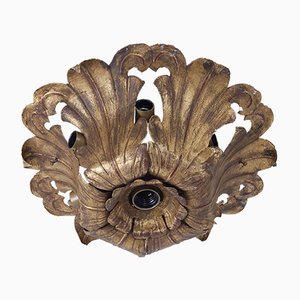 Wrought Iron Flower Ceiling Lamp, 1940s