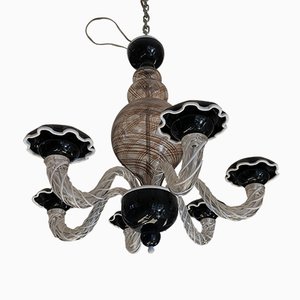 Lámpara de araña de cristal de Murano con filigrana de amatista