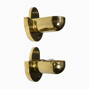 Cubistic Brass Wall Lamps, 1920s, Set of 2