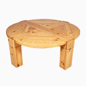 Mesa de centro de madera de pino maciza, años 70