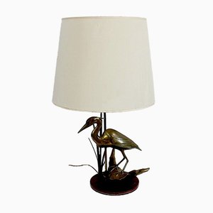 Great Brass Heron Table Lamp, 1970s