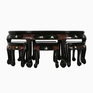 Chinese Black Lacquered Wood Coffee Table