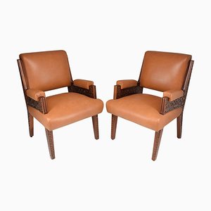 Art Deco Style Sculpted Armchairs, 1950s, Set of 2