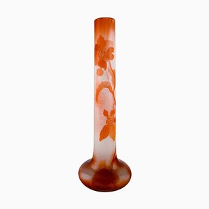 Large Antique Vase in Frosted and Orange Art Glass by Emile Gallé, 1890s