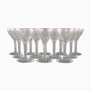 White Wine Glasses in Clear Crystal Glass from Val St. Lambert, Belgium, Set of 12