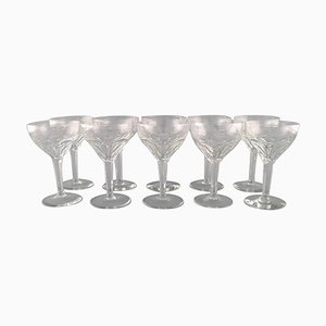 Red Wine Glasses in Clear Crystal Glass from Val St. Lambert, Belgium, Set of 10