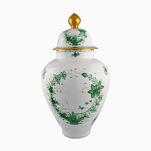 Large Chinese Bouquet Lidded Porcelain Vase from Herend, Mid-20th Century