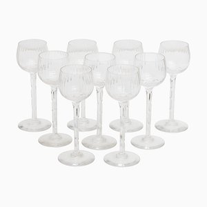 Crystal Clear Wine Glasses from Val Saint Lambert, Set of 9