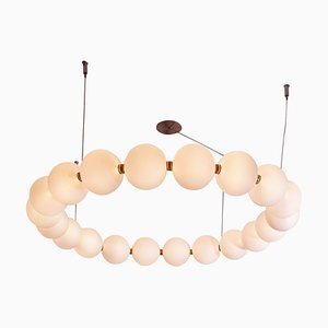 Round Mouth Blown Glass & Pearl Ceiling Light by Ludovic Clément Darmont