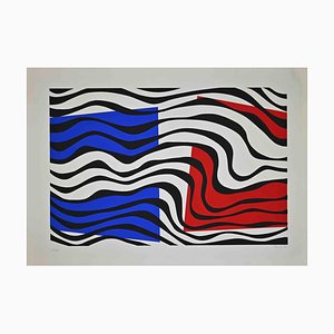 Uberto Maria Casotti, Blue and Red Composition, Original Screenprint, 1971