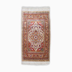 Floral Pure Silk Rug with Border and Medallion