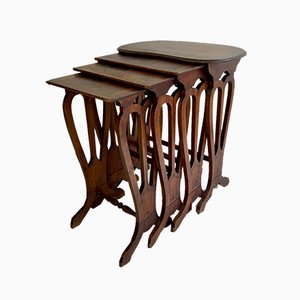 French Walnut Nesting Tables 1920s, Set of 4