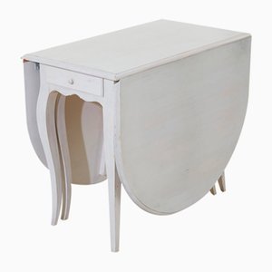 Folding Table in Antique White with Rounded Edges