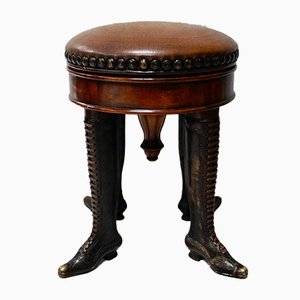 French Adjustable Piano Stool with Bronze Can-Can Legs