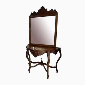 Louis Philippe Console with Mirror, Set of 2