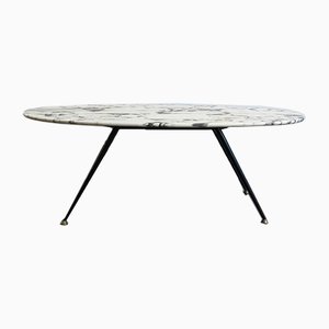 Italian Table with Oval Marble Top, 1950s