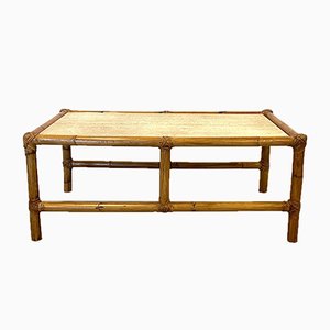 Coffee Table in Bamboo and Travertine, 1970s