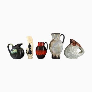 Krüge aus glasierter Keramik, Belgien, 1960er, 5er Set