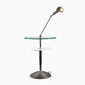 Reading Table with Jointed Metal Lamp and Glass Design, 2000s