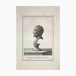 Nicola Fiorillo, Profil de Buste Romain Antique, Gravure, Fin du 18ème Siècle