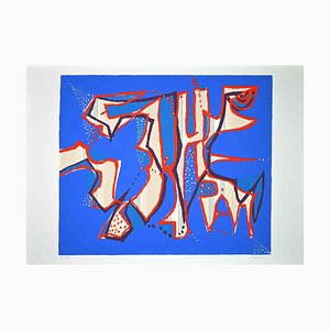 Wladimiro Tulli, Composition in Blue, Original Colored Screenprint, 1970s