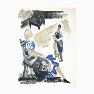 Lithographie Originale Albert Chavaz, Le Pianiste, 1947