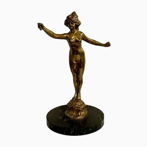 Statuette in Gilded Bronze with Marble Base, 1930s