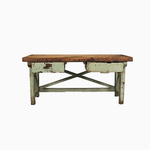 Large Antique English Pine Silversmiths Table