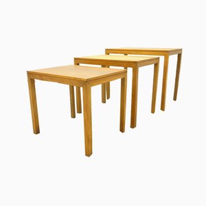 Tables Gigognes Bauhaus en Noyer, 1930s, Set de 3