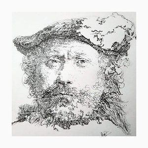 Filippo Mattarozzi, Autoritratto, Rembrandt, Pencil and Ink