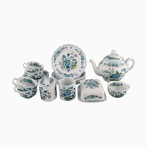 Mulberry Tea Service in Hand-Painted Porcelain from Spode, England, Set of 19