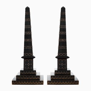 Ebonised Library Obelisks, Set of 2