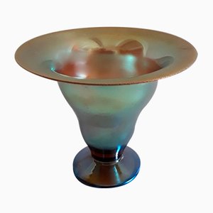 Vaso o scodella Myra in cristallo blu, verde e oro di WMF, anni '30