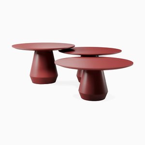 Charlotte Triple Dark Red Coffee Tables, Set of 3