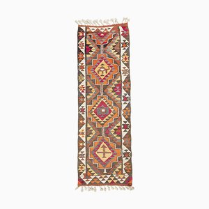 Alfombra Kilim turca vintage con estampado desteñido