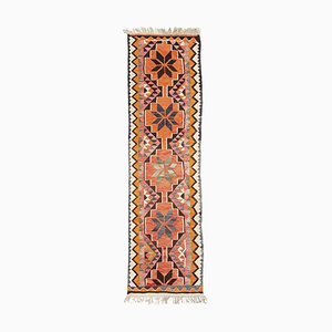 Vintage Turkish Sun-Faded Patterned Kilim Rug