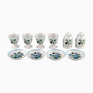 Porcelain Mulberry Egg Cups, Caviar Bowls and Salt / Pepper Shaker, 1960s, Set of 10