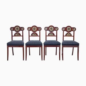 Early 19th Swedish Mahogany Empire Dining Chairs, Set of 4