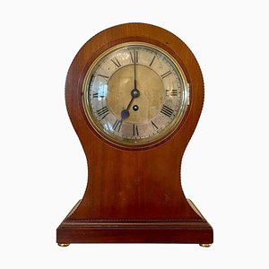 Grande Horloge de Cheminée Édouardienne en Acajou Marqueté