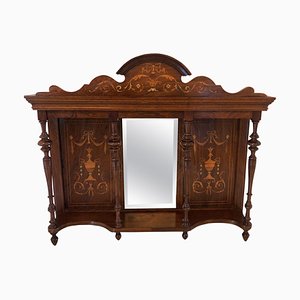 Antique Edwardian Inlaid Rosewood Overmantel Mirror