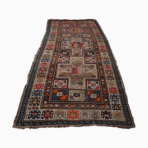 Geometric Shirvan Dark Brown Rug Screened with a Central Medallion and Border