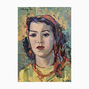 Ernst Georg Heussler, Portrait de jeune fille au foulard, 1948